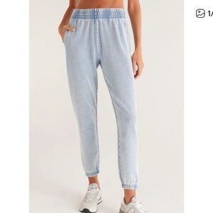 Z Supply Light Blue Denim-like Jogger Sweatpants